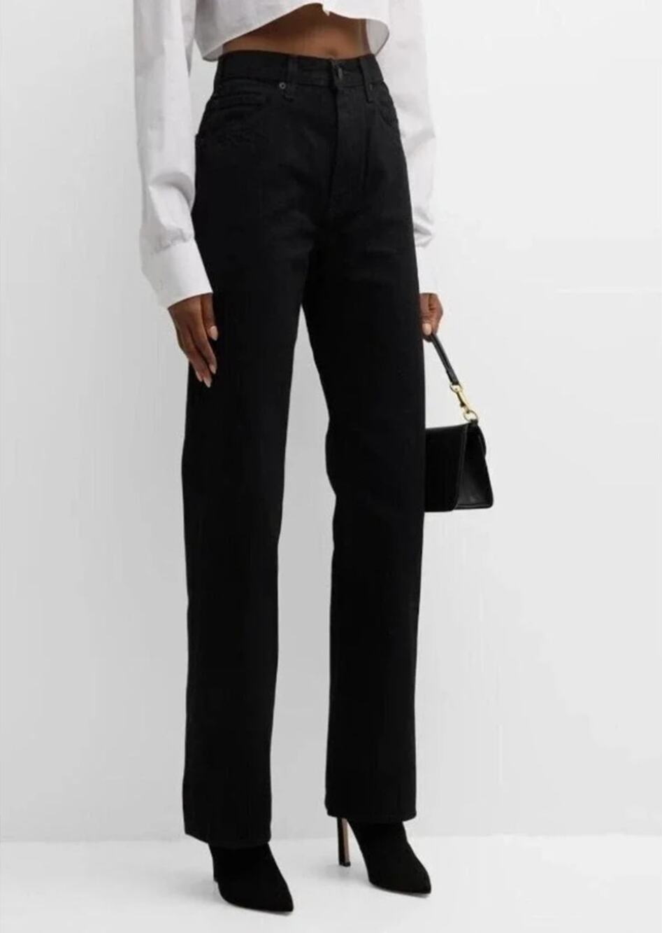 Nili Lotan Archer Jeans Black 29 High Rise Straight Leg 100% Cotton